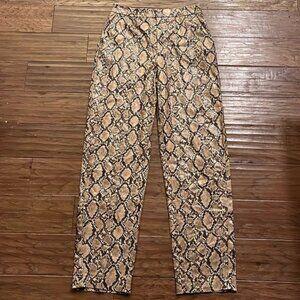 Zara High Waist Faux Leather Snakeskin Print Pants Size XS